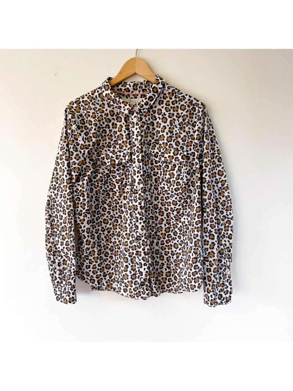 Boden Leopard Faye Button Down Shirt, Size 16